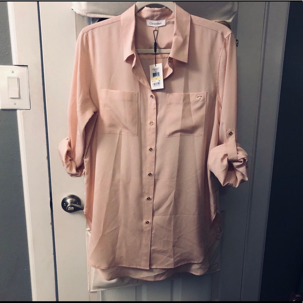 NWT Calvin Klein Modern Essentials Blouse Blush/Pink